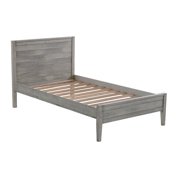 Windsor Panel Wood Twin Bed, Driftwood Gray
